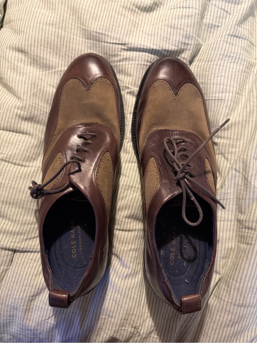 Cole Haan Brown Leather and Suede Wingtip Derbys